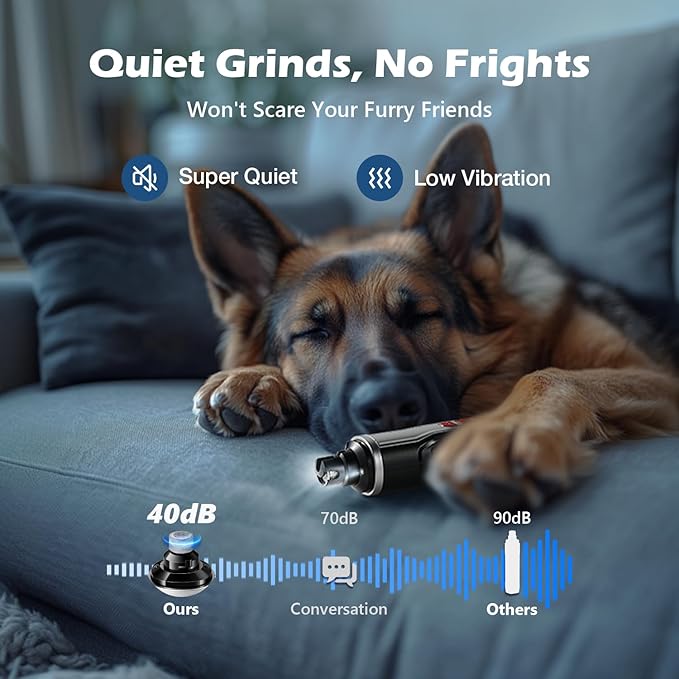 Dog Nail Grinder, Nail Clippers with LED Light, USB Rechargeable Electric Dog Nail Trimmer 5-Speed Paws Grooming & Smoothing for Large Medium Small Dogs Cats Pet-PawvioPets