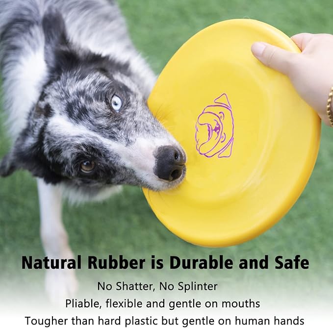 Dog Flying Disc, 3 Pcs Competition Dog Flyer Toy, Soft Indestructible Rubber Lightweight Flying Discs Toy for Dogs - Floats On Water, Gentle On Teeth and Gums-PawvioPets