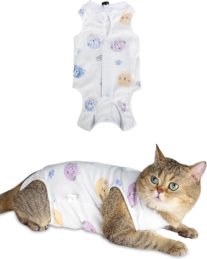 ANWA Cat Recovery Suit - Breathable Cat Onesie for Cats After Surgery Female, Kitten Surgery Recovery Suit Female Abdominal Wounds-PawvioPets