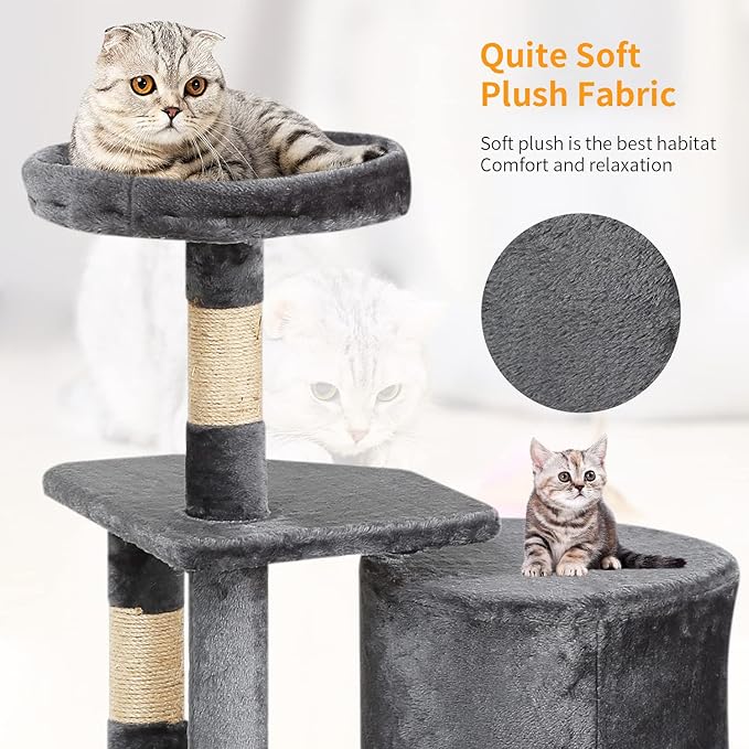 BestPet Cat Tree 36 inch Tall Scratching Toy Activity Centre Cat Tower Cat Condo Multi-Level Furniture Scratching Posts for Indoor Cats,Light Gray-PawvioPets