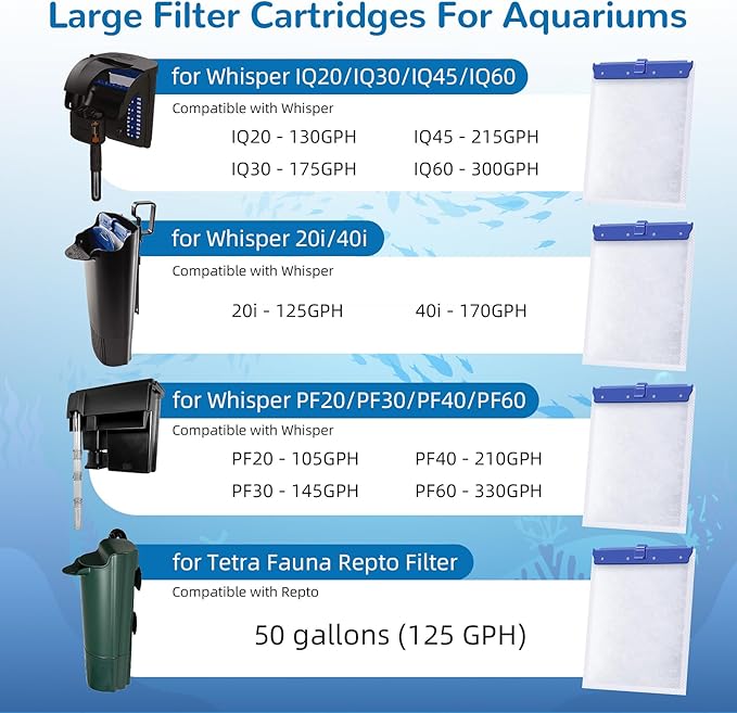 Aquarium Filter Cartridge for Whisper Bio Bag Power Filters, 9 Pack Assembled Large Filter Cartridges for Fish Turtle Tank Aquarium-PawvioPets