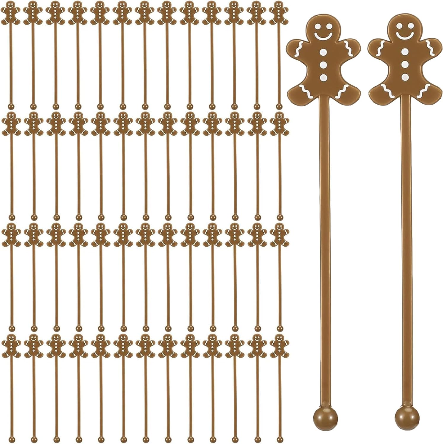 50 Pcs Christmas Drink Stirrers Xmas Coffee Stir Sticks Plastic Swizzle Sticks Cocktail Mixers for Holiday Party Supplies Hot Drinks Cocoa Bar Decoration