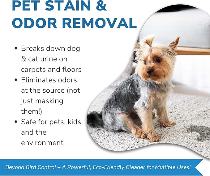 BIRD BARRIER Product Image Dissolve-It Enzyme Cleaner Concentrate |1 Quart Ready to use | Bird Dropping Remover, Pet Urine & Odor Eliminator for Carpets, Hardwood Floors, Drains & Grease Traps-PawvioPets