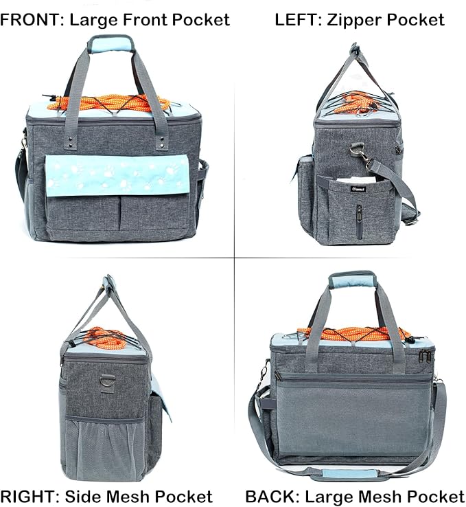 Dog Travel Bag, Airline Approved Dogs Bags for Traveling, 2 Dog 's Food Travel Container and Collapsible Bowls, Weekend Pet Travel Bags (X-Large)-PawvioPets