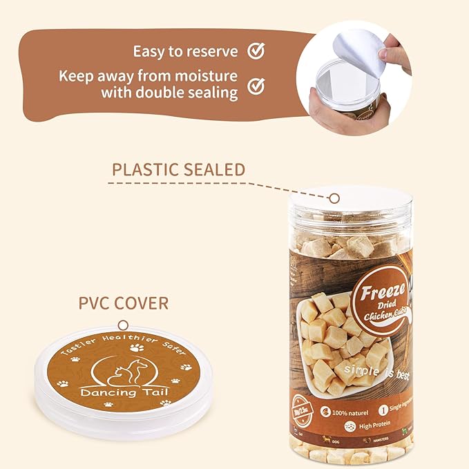Freeze Dried Raw Cat and Dog Treats, Healthy Limited Ingredient Chicken Cube Weight Control Traing Treats for Small Dogs Cats (Chicken)-PawvioPets