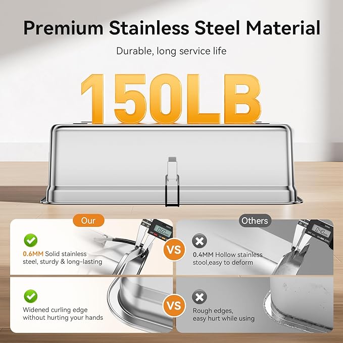 All-Metal 28" Extra Large Stainless Steel Cat Litter Boxes with Lid Metal Cat Litterbox Pan for Big Cats and Multiple Cats, Anti-Leakage, Easy Cleaning, Include Scoop-PawvioPets