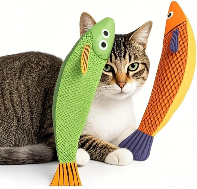 Cat Toys for Bored Indoor Adult Cats - Catnip Toys for Mental Stimulation, Interactive & Durable Kicker Toys for Solo Play, Best for Lazy or Senior Cats (Orange)-PawvioPets