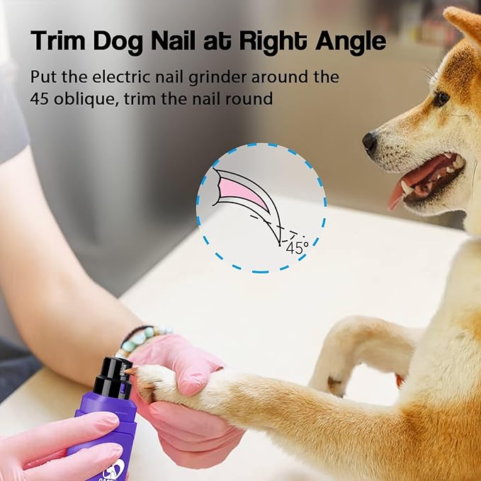 Casfuy Dog Nail Grinder Upgraded - Professional 2-Speed Electric Rechargeable Pet Nail Trimmer Painless Paws Grooming & Smoothing for Small Medium Large Dogs & Cats (Purple)-PawvioPets