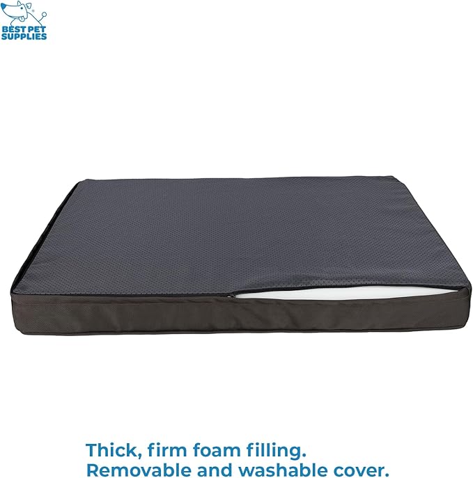 Best Pet Supplies Cute Dog Crate Mat Flat Bed with Waterproof Exterior, Thick Orthopedic Egg Foam Mattress, and Soft Sherpa Fleece Cover for Small, Medium, and Large Breeds - Brown, 24X16X3-PawvioPets