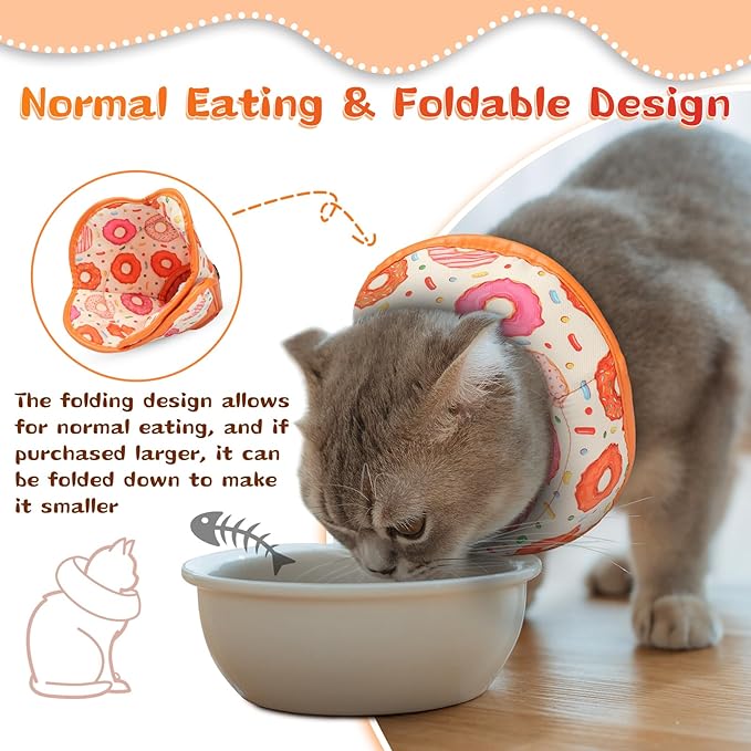 Cat Cone Collar Soft for Wound Healing, Foldable Neck Recovery Cone Anti Licking, Small Adjustable Surgery Cat Head Cone Alternative for Kittens(Size: L)-PawvioPets