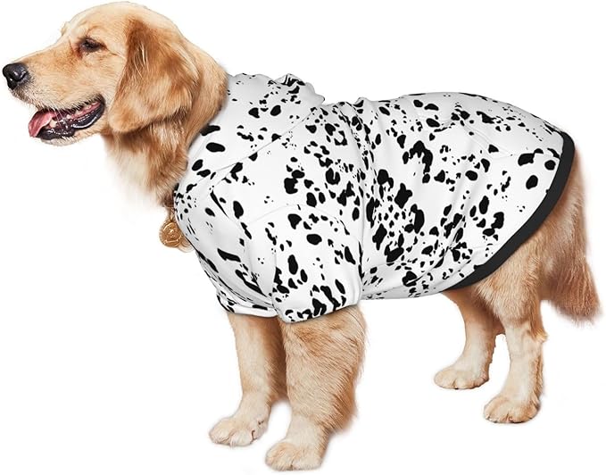 Dalmatian Hoodie, Cute Halloween Cosplay Winter Costume With Pocket, Dalmatians Print Clothes for Medium Large Dogs, Xx-Large-PawvioPets