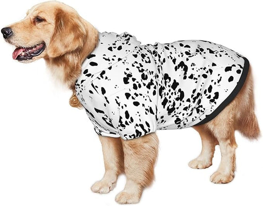Dalmatian Hoodie, Cute Halloween Cosplay Winter Costume With Pocket, Dalmatians Print Clothes for Medium Large Dogs, Xx-Large-PawvioPets