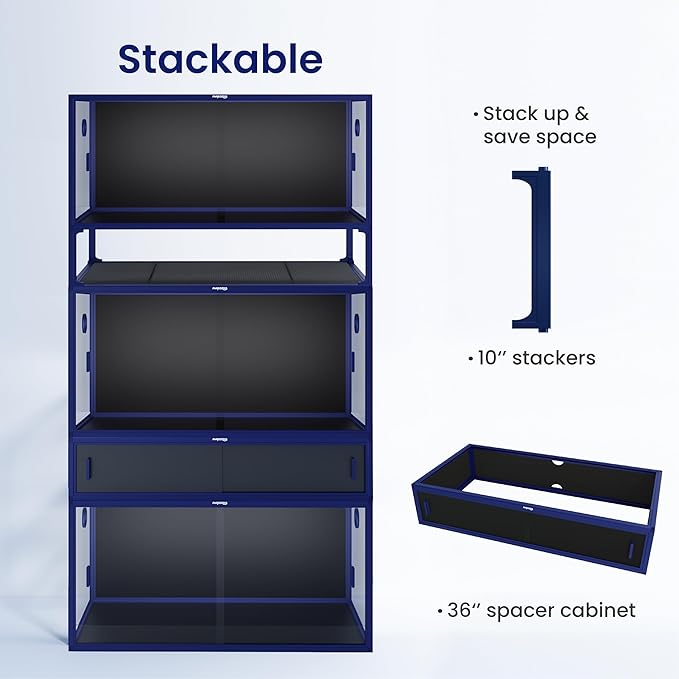 50 Gallon Bearded Dragon Tank, Reptile Enclosure for Easy Maintenance, Front Opening Reptile Tank with Top Screen Ventilation & Glass Sliding Door 36''x18''x18''-PawvioPets