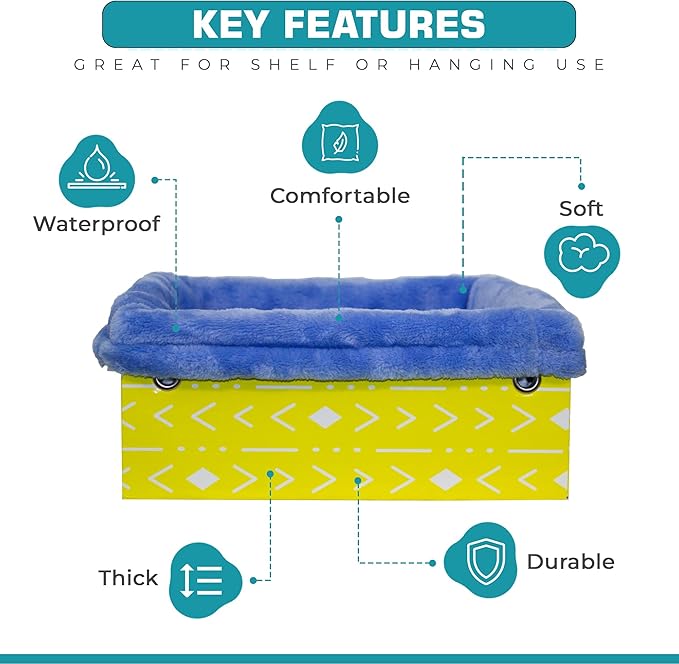 Ferret Hammock For Cage Box, use as Hanging Bed or Secure to Cage. Ferret Cage Accessories w/ Adjustable Straps, Perfect Small Pet Bed, Hanging cat hammock Bed, Guinea Pig Bed or Rabbit Bed.-PawvioPets