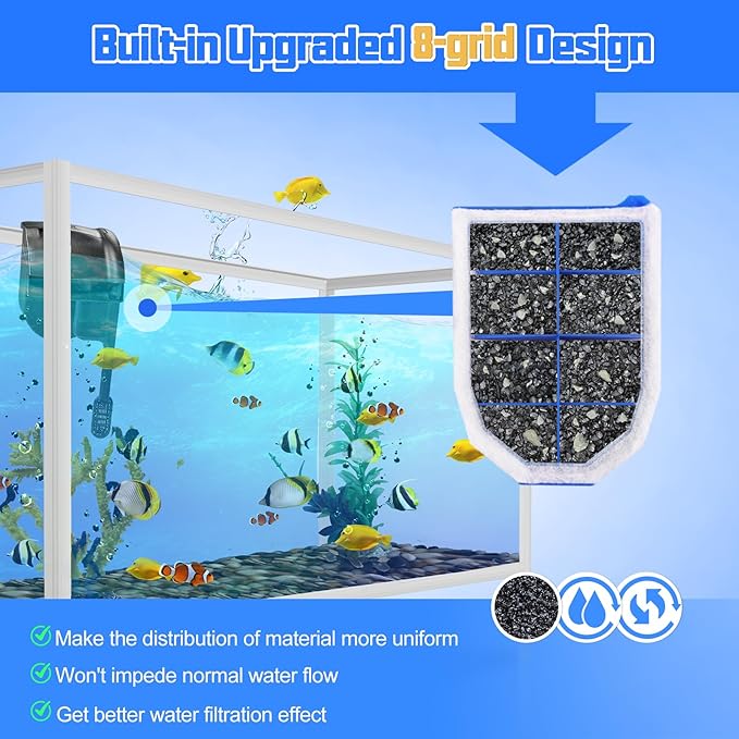 15 Pack Carbon Filter Large Compatible with Tetra Whisper EX30/EX45/EX70 Filters, Replacement Filter Cartridges Compatible with Whisper EX30/EX45/EX70 Filters-PawvioPets