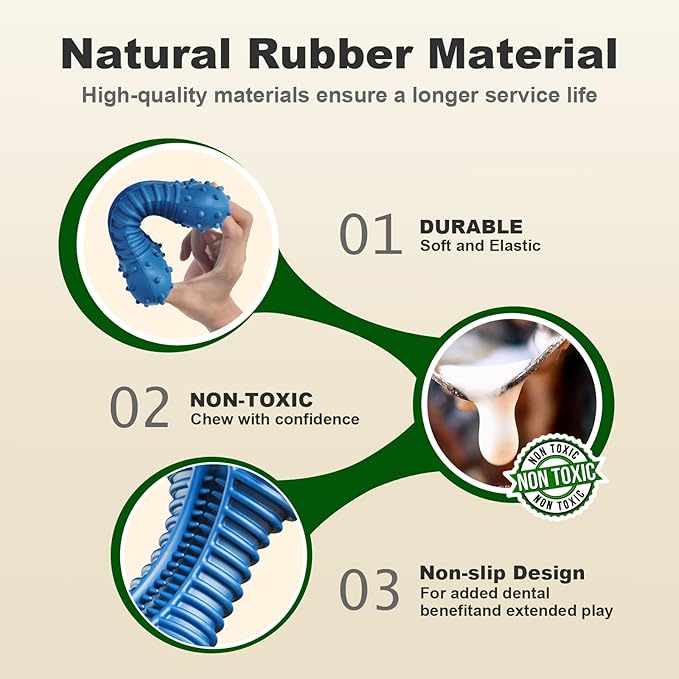 Dog Toys for Aggressive Chewers, Indestructible Chew Toys for Medium Large Dogs,Durable Rubber Dog Bones with Beef Flavor, Tough Dental Toy for Boredom Relief-PawvioPets