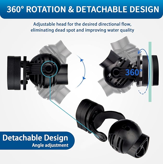 FREESEA Aquarium Powerhead Wave Maker: 1050 GPH Circulation Wavemaker Pump - 360° Adjustable Power Head with Magnetic Suction for 1-55 Gallon Fish Tank | Saltwater | Freshwater-PawvioPets