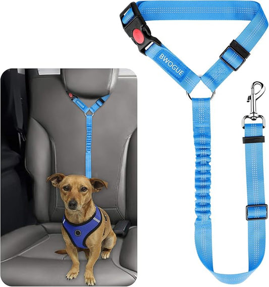 BWOGUE Pet Dog Cat Seat Belts, Car Headrest Restraint Adjustable Safety Leads Vehicle Seatbelt Harness (1 Pack)-PawvioPets