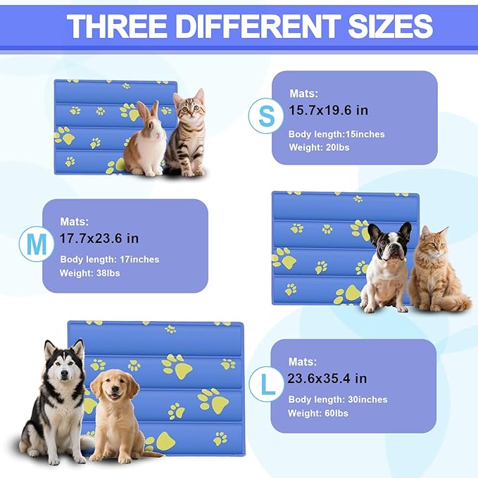 Dog Cooling Mat, Cooling Mat for Dogs & Cat, Provides Instant Relief for Small, Medium, Large Dogs, Washable, Non-Slip Design, Perfect for Hot Summer Days to Keep Pets Comfortable(S 20''*16'')-PawvioPets