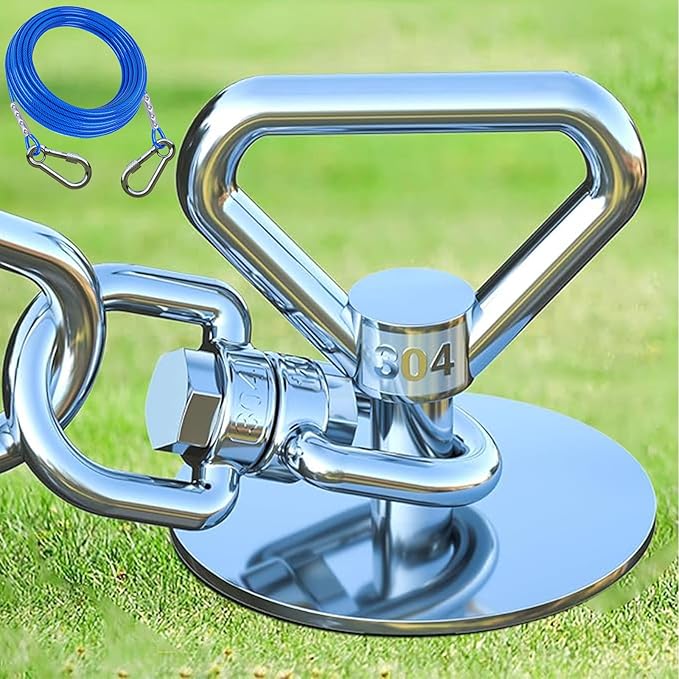 Dog Tie Out Cable and Stake,(up to 200lbs) 360° Swivel Dog Run Anchor -with 15FT Heavy Duty Cable,Runner for Yard-Dog Stake for Yard Outdoor Camping-PawvioPets
