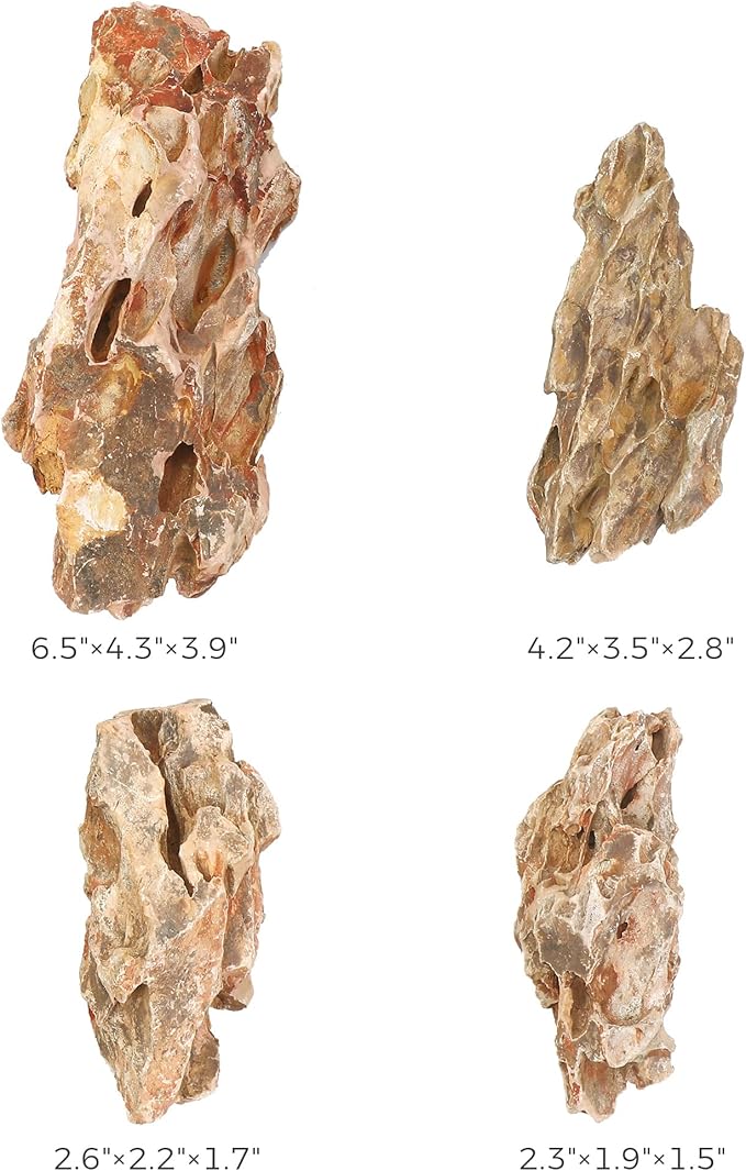 2-6 Inches Natural Dragon Stone 4 PCS Aquarium Rocks for Aquascaping, Aquarium Landscaping, Terrariums, Fish Tank Decoration, Vivariums, Paludarium, Reptile and Amphibian Enclosures-PawvioPets