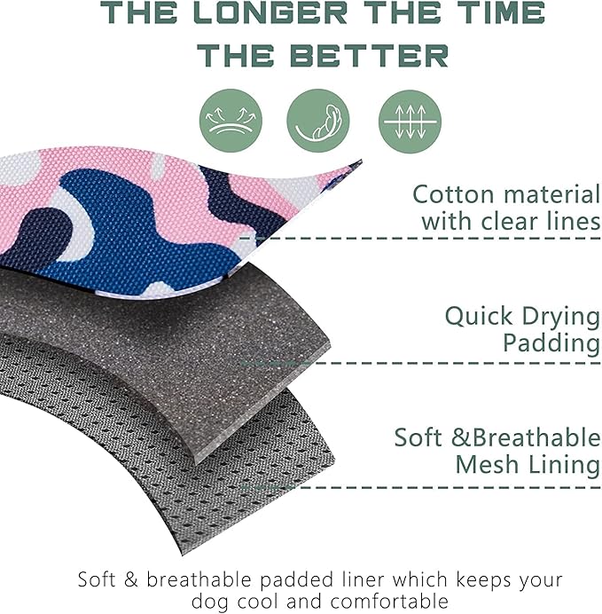 BUMBIN Tactical Dog Harness for Small Dogs, No Pull, Pink Camo XS-PawvioPets