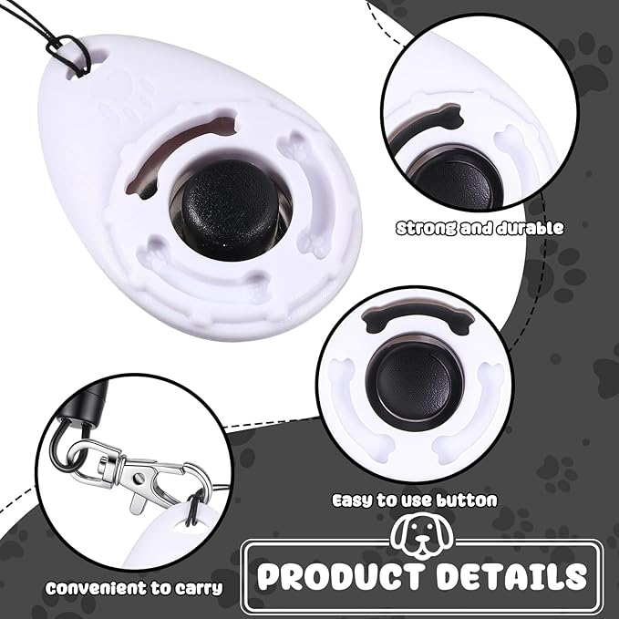 Frienda 18 Pieces Dog Training Clicker, Pet Behavioral Training Clickers with Wrist Strap for Dogs Cats Puppy Birds Horses (White)-PawvioPets
