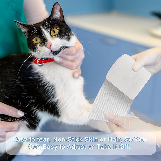 24 Pack Self Adhesive Bandage Wrap 2 Inch, White Medical Tape Elastic Cohesive Bandage Rolls Self Adherent, Self Sticking Tape First Aid Gauze for Sports, Leg, Knee, Ankle, Swelling, Wrist Sprains-PawvioPets