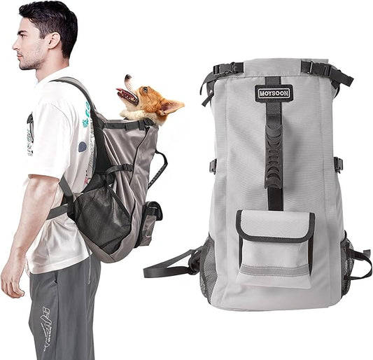 Dog Backpack for Small & Medium Dogs - Adjustable Pet Carrier for Travel & Hiking, Hands-Free Puppy Backpack with Storage Pockets, Breathable Mesh, Reflective Strips & Non-Slip Handle-PawvioPets