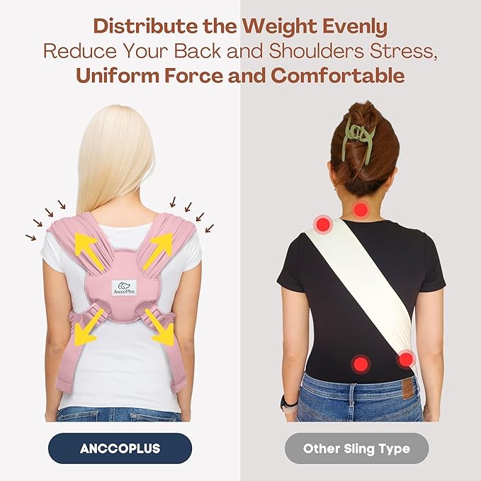 Dog Carriers for Small Dogs, Front Facing Dog Sling Carrier, Hands Free Cat Carrier, Size Adjustable, Reducing Back Pain, Premium Cotton, Safe and Soft Dog Carrier (Plus, Light Pink)-PawvioPets