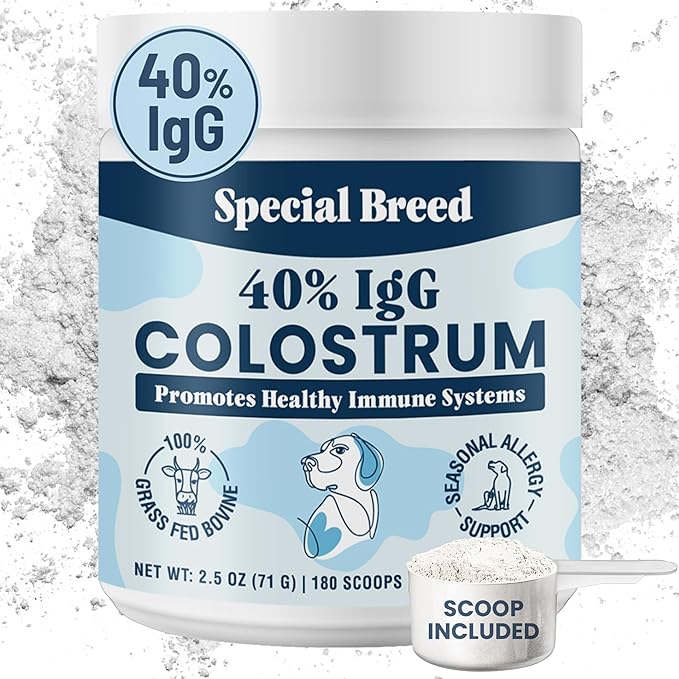 40% IgG Grass Fed Colostrum for Dogs, High IgG Third Party Tested, Immune Support, Skin & Gut Health, Seasonal Allergy & Itch Relief, Made in USA, 2.5 Oz-PawvioPets