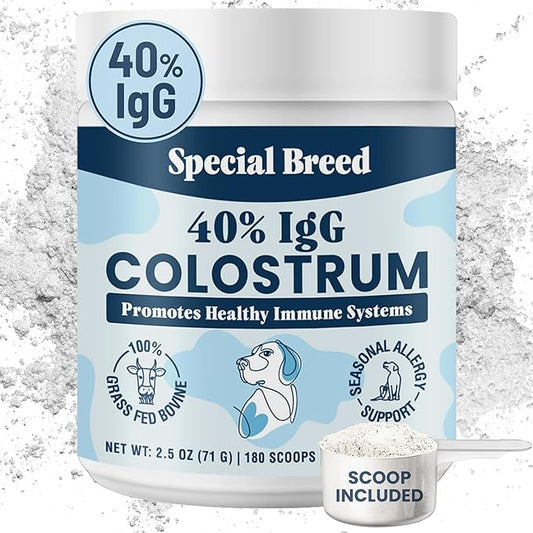 40% IgG Grass Fed Colostrum for Dogs, High IgG Third Party Tested, Immune Support, Skin & Gut Health, Seasonal Allergy & Itch Relief, Made in USA, 2.5 Oz-PawvioPets