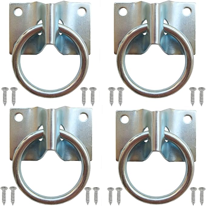 Cross Tie Ring for Horses, Block Tie Ring for Horse Stall/Stable, Tie Down Horse Barn Supplies (4 Pack)-PawvioPets
