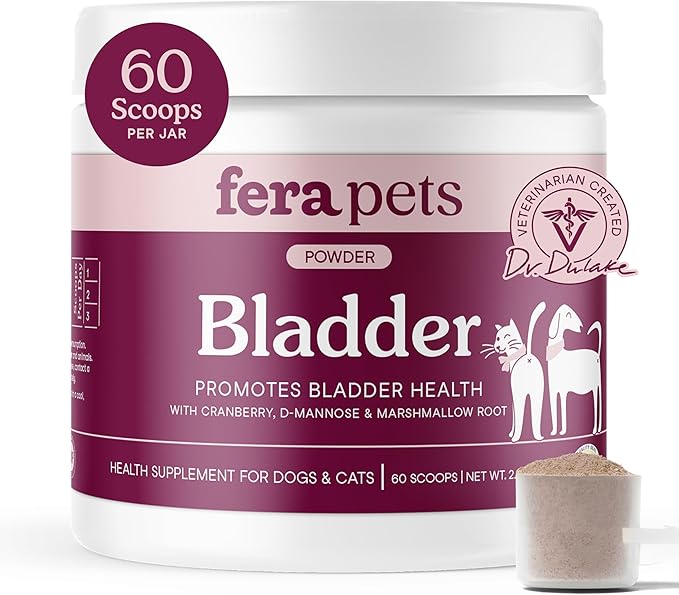 Fera Pets Bladder Support - Cranberry for Dogs & Cats - D-Mannose & Marshmallow Root - Urinary Tract Support - Supports Normal Urine pH - Boosts Immunity - 60 Scoops-PawvioPets