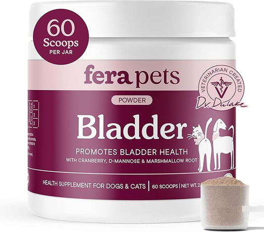Fera Pets Bladder Support - Cranberry for Dogs & Cats - D-Mannose & Marshmallow Root - Urinary Tract Support - Supports Normal Urine pH - Boosts Immunity - 60 Scoops-PawvioPets