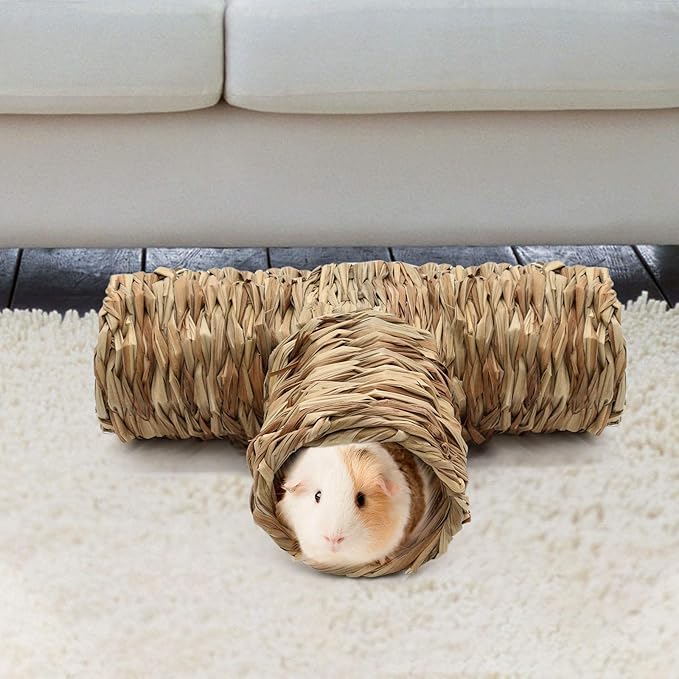 BWOGUE Hamster Grass Tunnel Toy Nature's Hideaway Guinea Pig Tunnels and Tubes Toys for Rats,Syrian Hamster,Ferrets,Guinea Pig,Chinchilla Hedgehog and Bunny-PawvioPets