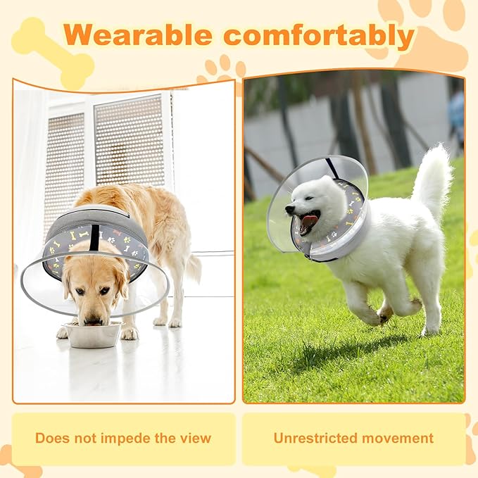 Dog Cone Collar with Enhanced Anti-Licking, Inflatable Dog Cone After Surgery, Adjustable Size with Soft Padding for Small Medium Large Dogs - M-PawvioPets