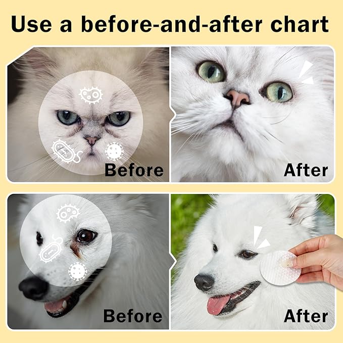 Eyes Wipes for Dogs & Cats Dog Cleaning Grooming Deodorizing Wipes Kit Wash Cleaner for Eyes Wrinkle Face Gently Remove Tear Stain Eye Debris 25pcs Unscented-PawvioPets