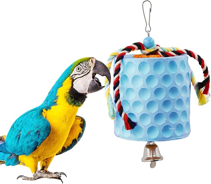 Extra Large Bird Chewing Toy, Parrot Beak Grinding Calcium Stone with Bells, Bird Cage Accessories, Cage Toys for Cockatiel Parakeet Parrot Budgies Rat Hamster Chinchilla Rabbit Bunny African Grey-PawvioPets
