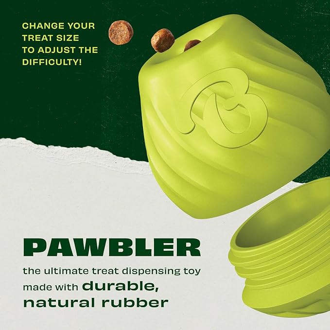 Benebone Pawbler - Natural Rubber Interactive Enrichment Treat and Kibble Dispensing Dog Toy – Great for Boredom - Medium/Large-PawvioPets