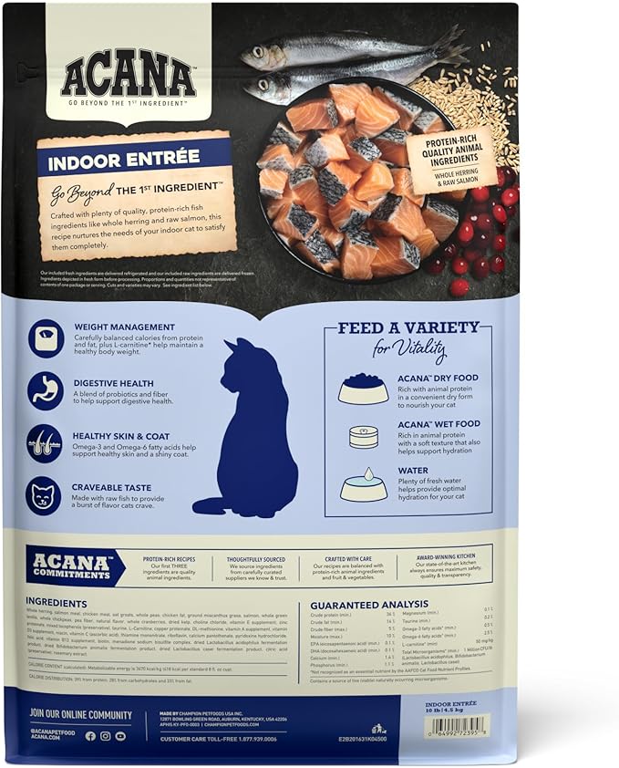 ACANA Indoor Entrée Fish Recipe Dry Cat Food 10lb Bag-PawvioPets