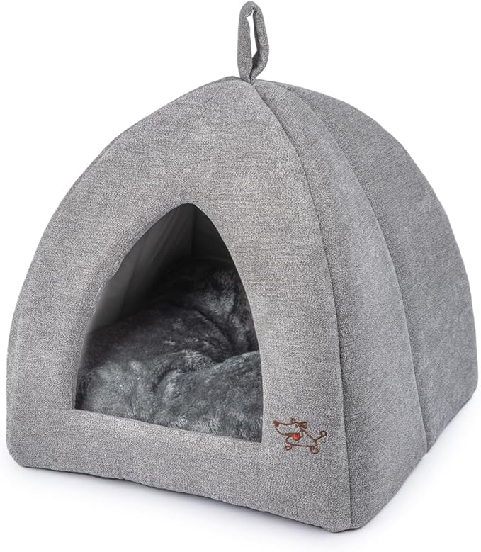 Best Pet Supplies Pet Tent-Soft Bed for Dog and Cat by - Gray, 16" x 16" x H:16"-PawvioPets
