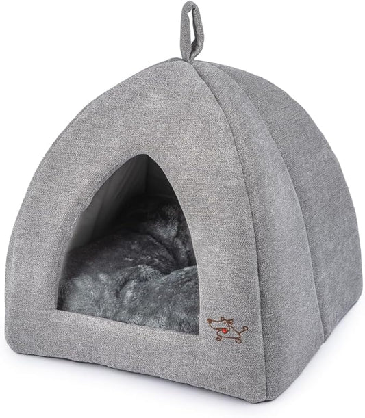 Best Pet Supplies Pet Tent-Soft Bed for Dog and Cat by - Gray, 16" x 16" x H:16"-PawvioPets