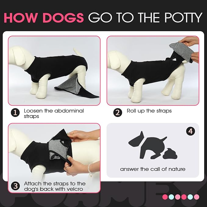 FUAMEY Dog Recovery Suit Male,Dogs Surgery Neuter Suits Puppy Spay Shirts for Female Protect Dog's Skin Anti Licking Abdominal Wounds Doggie Onesie Pet Bodysuit Alternative to Cone Black S-PawvioPets