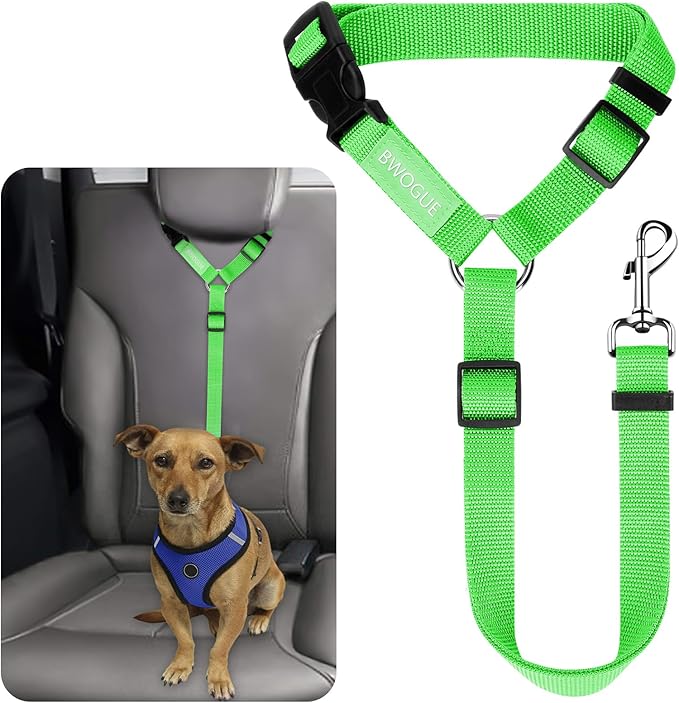BWOGUE Pet Dog Cat Seat Belts, Car Headrest Restraint Adjustable Safety Leads Vehicle Seatbelt Harness (1 Pack)-PawvioPets
