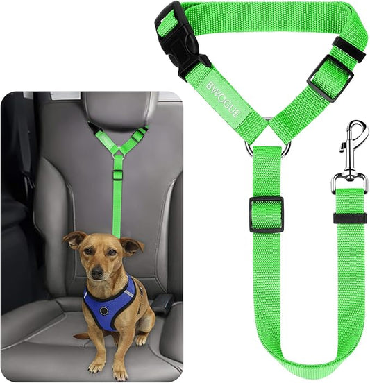 BWOGUE Pet Dog Cat Seat Belts, Car Headrest Restraint Adjustable Safety Leads Vehicle Seatbelt Harness (1 Pack)-PawvioPets