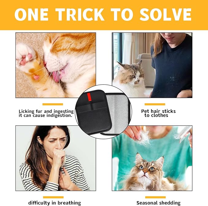 2PCS Electrostatic Pet Hair Removal Gloves,Pet Hair Removal Tool,Reusable Cat & Dog Hair Remover for Carpet,Couch,Furniture,Car Seat,Cat Grooming Gloves-PawvioPets