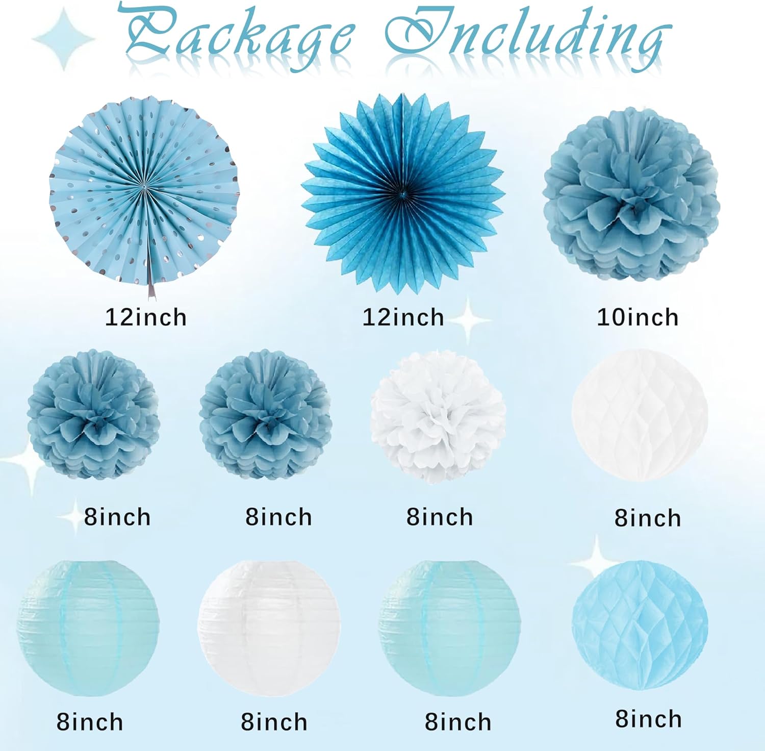 Holkcog Blue White Bachelorette Party Decorations, 21pcs Women Bridal Shower Decor Garland Paper Streamers Lantern Swirls for Girls Boys,Wedding Decoration, Blue Bride To Be Gilrs Wedding Party Supply