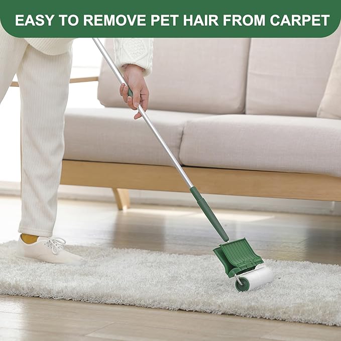 Fedicelly Large Lint Rollers Pet Hair Extra Sticky Floor, Cat Dog Hair Remover Laundry Clothes Carpet Furniture,6.3 inches Wider with 320 Sheets Giant Lint Remover Brush for Couch with Long Handle-PawvioPets