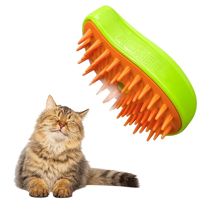 Cat Brush with Steam – Steam Cat Brushes for Indoor Cats | Pet Spray Hair Removal Comb & Relaxing Grooming Tool for Calmer, Happier Cats-PawvioPets
